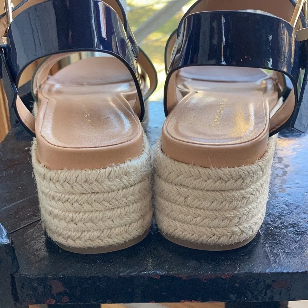 Tommy Hilfiger Marri Flatform espadrille navy, green and white strap sandal